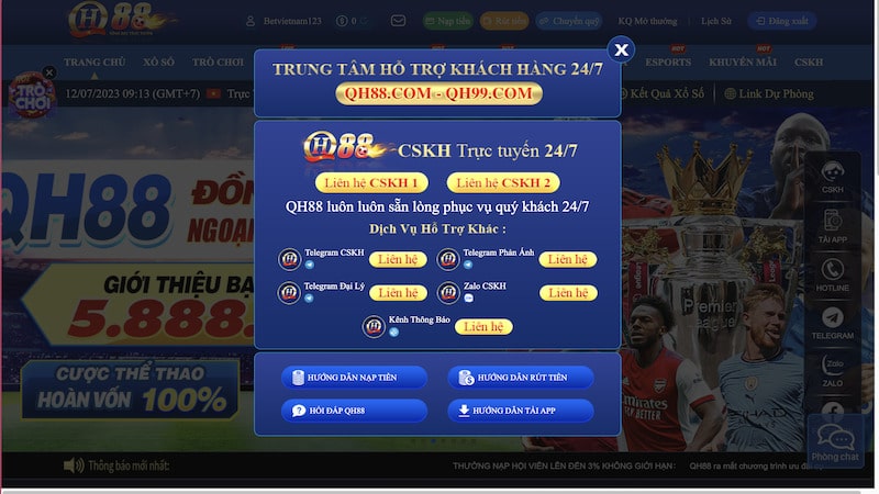 Cách liên hệ QH88 qua kênh chat trực tiếp